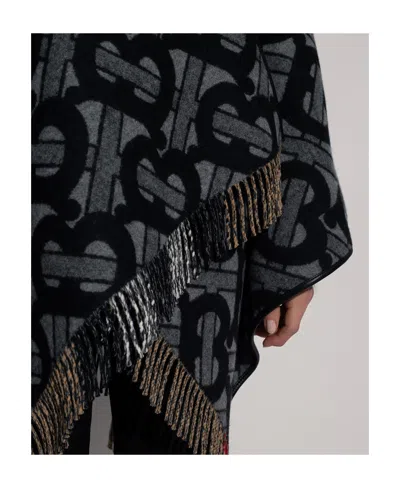 Burberry Monogram Pattern Cape In Black