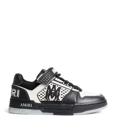 Amiri Perforated Leather Sneaker With Hook-and-loop Closure In Black