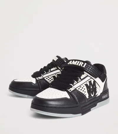 Amiri Perforated Leather Sneaker With Hook-and-loop Closure In Black