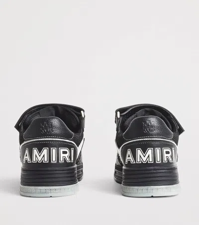 Amiri Perforated Leather Sneaker With Hook-and-loop Closure In Black
