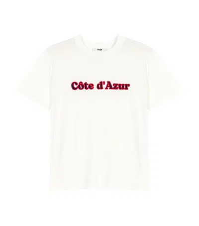 Maje Womens White Brand-embroidered Short-sleeved Cotton-jersey T-shirt In White
