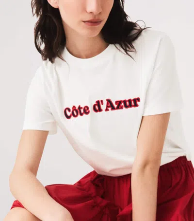 Maje Womens White Brand-embroidered Short-sleeved Cotton-jersey T-shirt In White