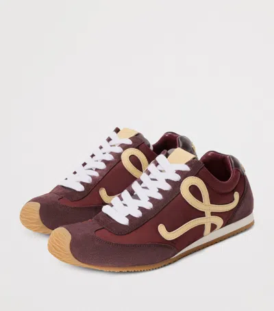 Loewe Ballet Runner 2.0 Nylon And Suede Sneakers With Side Logo In Burgundy