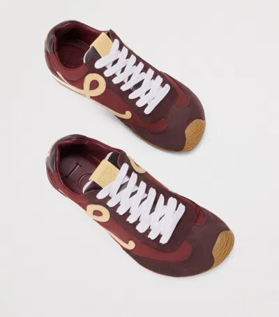 Loewe Ballet Runner 2.0 Nylon And Suede Sneakers With Side Logo In Burgundy
