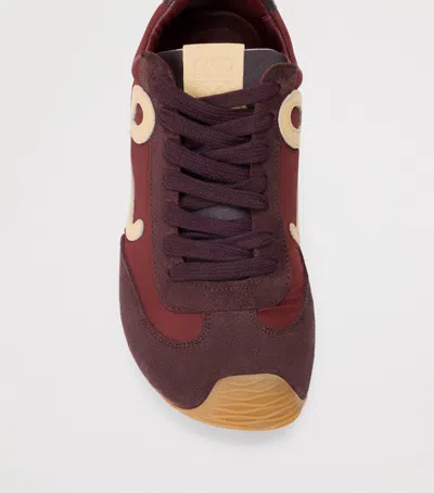 Loewe Ballet Runner 2.0 Nylon And Suede Sneakers With Side Logo In Burgundy
