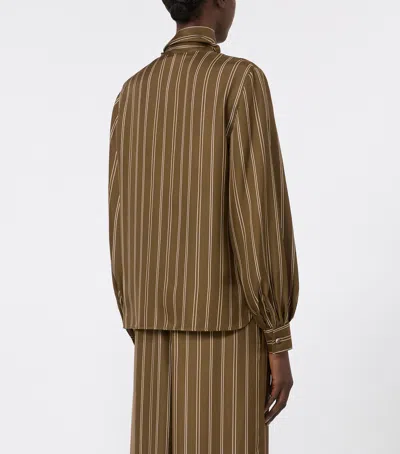 Max Mara Silk Stripe Blouse In Brown