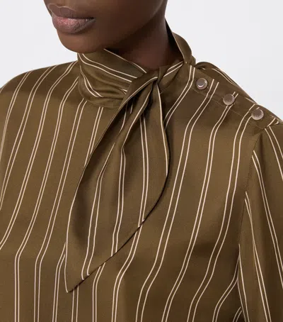 Max Mara Silk Stripe Blouse In Brown