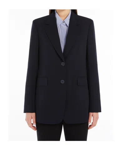 Max Mara Tailored Jacket Linz Notched Lapels Buttons In Blue