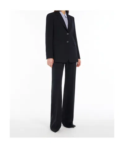 Max Mara Tailored Jacket Linz Notched Lapels Buttons In Blue