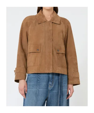 Weekend Max Mara Abito Suede Jacket In Brown