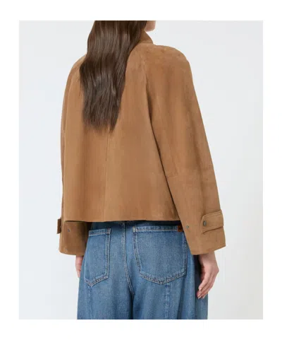 Weekend Max Mara Abito Suede Jacket In Brown