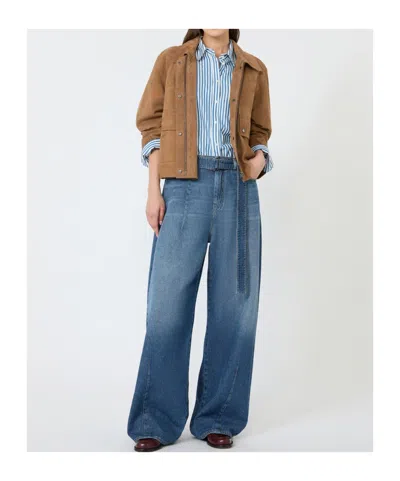 Weekend Max Mara Abito Suede Jacket In Brown