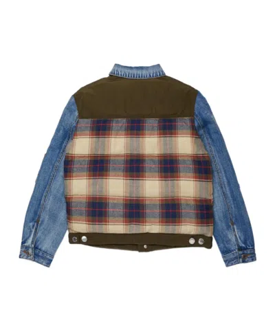 Dsquared2 Kids Patchwork Checked Denim Jacket In Multi