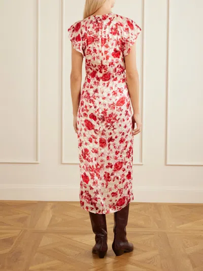 Isabel Marant Lindsay Floral Ruched Jacquard Midi Dress In Multi