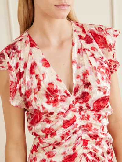 Isabel Marant Lindsay Floral Ruched Jacquard Midi Dress In Multi