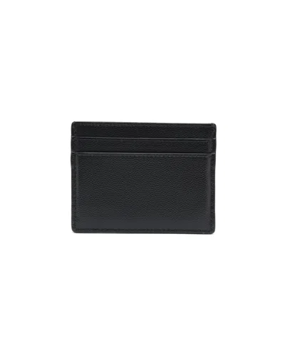 Saint Laurent Paris Pebbled-leather Card Holder In Black
