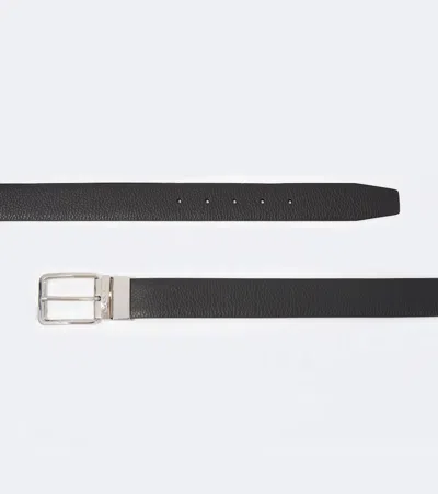 Canali Grained Belt In Black