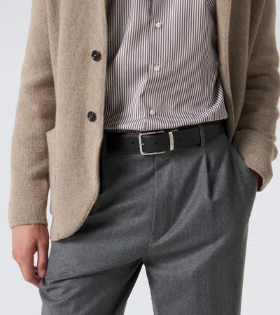 Canali Grained Belt In Black