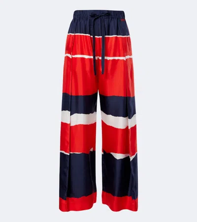 Loewe Printed Silk Twill Wide-leg Pants In Multi