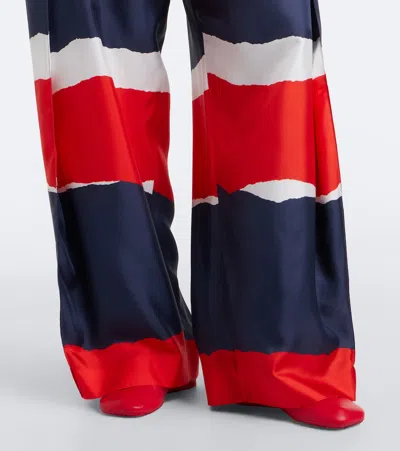 Loewe Printed Silk Twill Wide-leg Pants In Multi