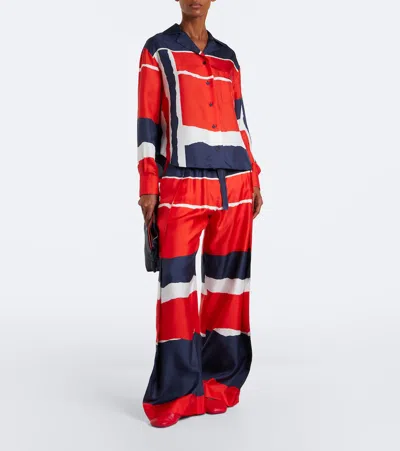 Loewe Printed Silk Twill Wide-leg Pants In Multi