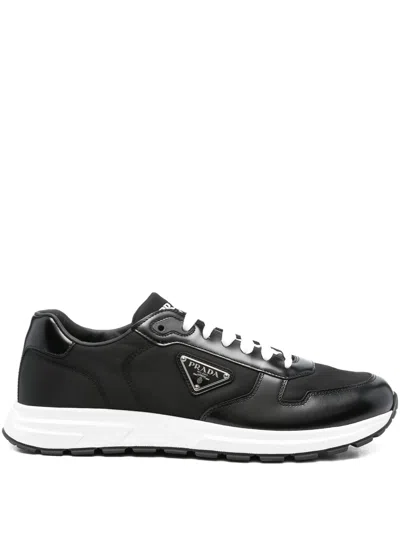 Prada Prax 01 Re-nylon And Brushed Leather Sneakers In Black