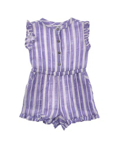 Splendid Stripe Linen-blend Romper In Purple