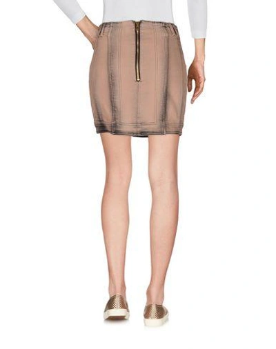 Shop Balmain Denim Skirt In Light Brown