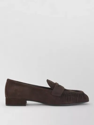 Prada Suede Loafer Leather Strap Low Heel In Multi