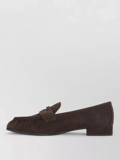 Prada Suede Loafer Leather Strap Low Heel In Multi