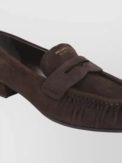 Prada Suede Loafer Leather Strap Low Heel In Multi