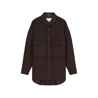 Closed Button-up Oversized Jacket In Brown