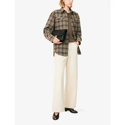 Rohe Frames Womens Olive Check Western Checked Wool-blend Shirt In Multi