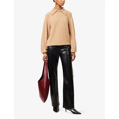 Khaite Womens Camel Jackson Collared Wool And Cashmere-blend Jumper In Brown