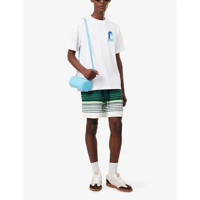 Casablanca Cotton Crew Neck Graphic Print T Shirt In White