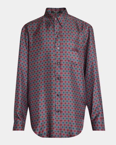 Balmain Printed Silk Shirt In Multi