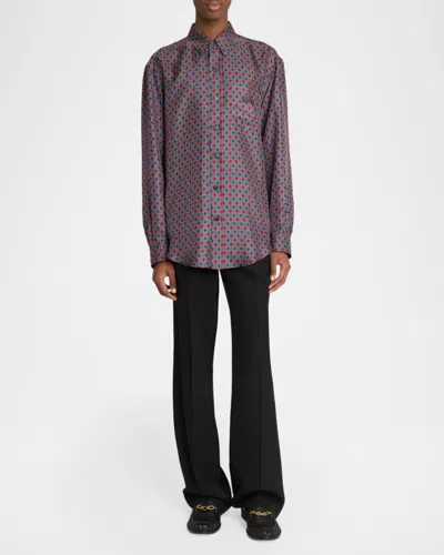 Balmain Printed Silk Shirt In Multi