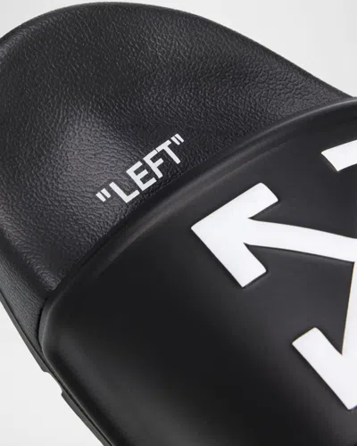 Off-white Arrows Logo-print Slides In Black