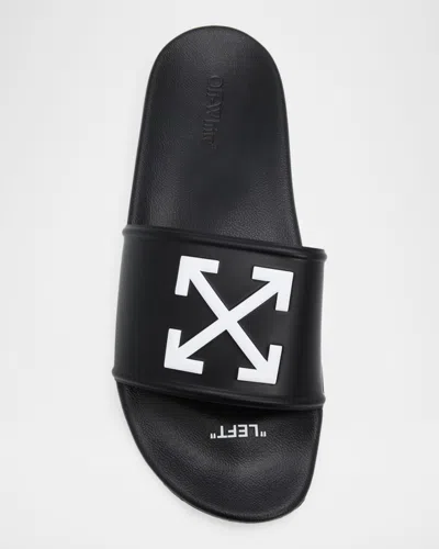 Off-white Arrows Logo-print Slides In Black