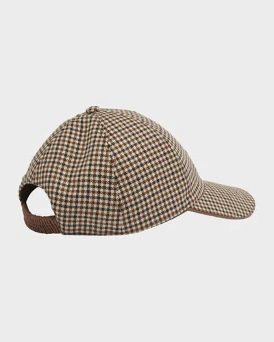 Moncler Check Wool Baseball Cap In Brown