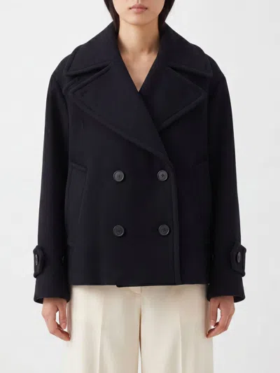 Chloé Women Black Double-breasted Jacket With Notched Wide Revers And Dropped Shoulders In Wool Blen In Black