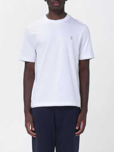 Brunello Cucinelli Cotton Jersey Crew Neck T-shirt With Logo In White