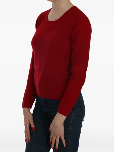 Mila Schön Elegant Red Cashmere Pullover Blouse In Red