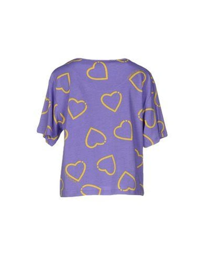 Shop Love Moschino T-shirts In Purple