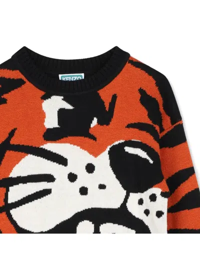 Kenzo Tiger Intarsia-knit Sweater In Orange