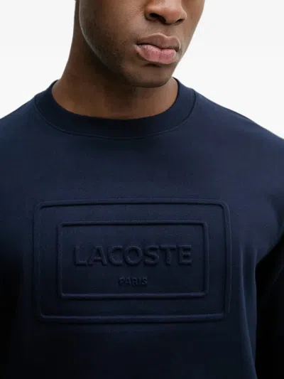 Lacoste Embossed Logo-patch Sweater In Blue