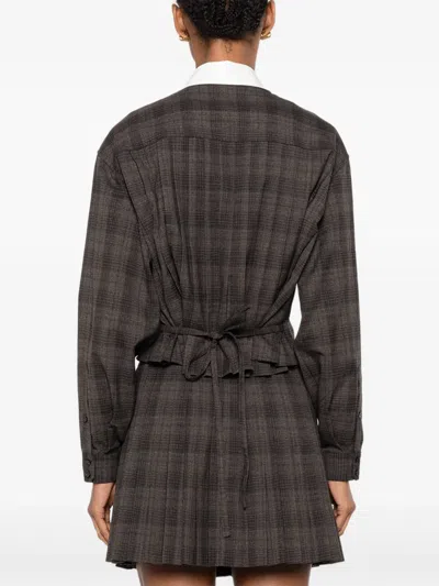 Sandro Checked Long-sleeve Shirt In Brown