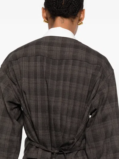 Sandro Checked Long-sleeve Shirt In Brown