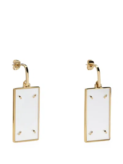 Maison Margiela Rectangular Drop Earrings In Gold