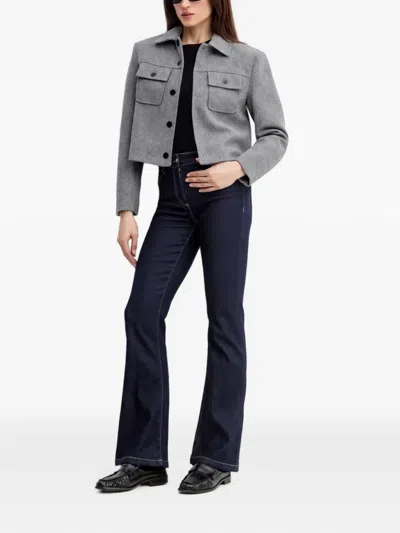 Morgan Buttoned Pocket Crop Jacket In Gray